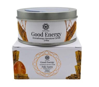 Edelsteen geurkaars good energy palo santo carneool