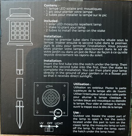 Muggenlamp solar voor buiten