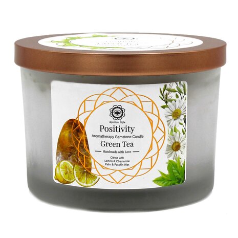 Edelsteenkaars positivity green tea citrien