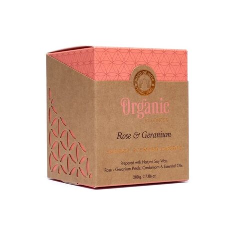 Roos geranium geurkaars organic goodness